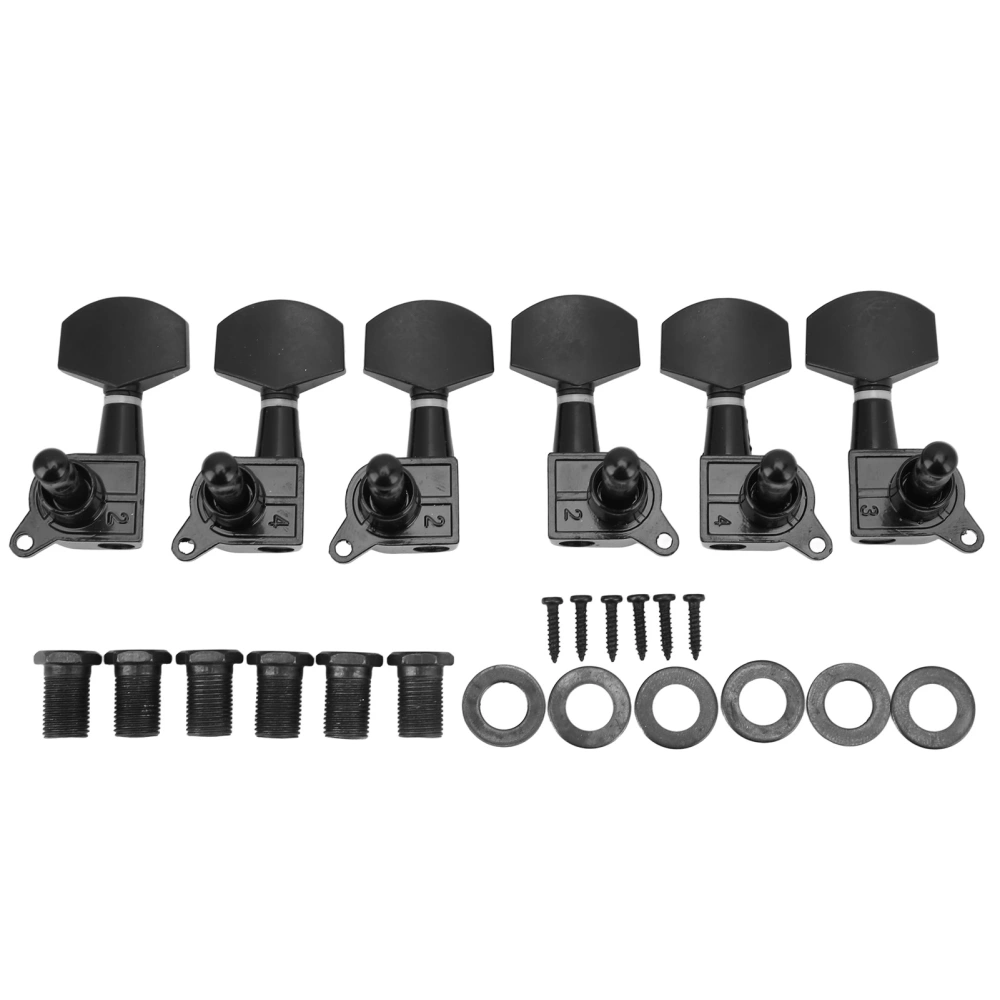 Guitar String Tuning Key Fully Closed Square Head Tuner Knobs with Screws Nuts Washer PartsBlack