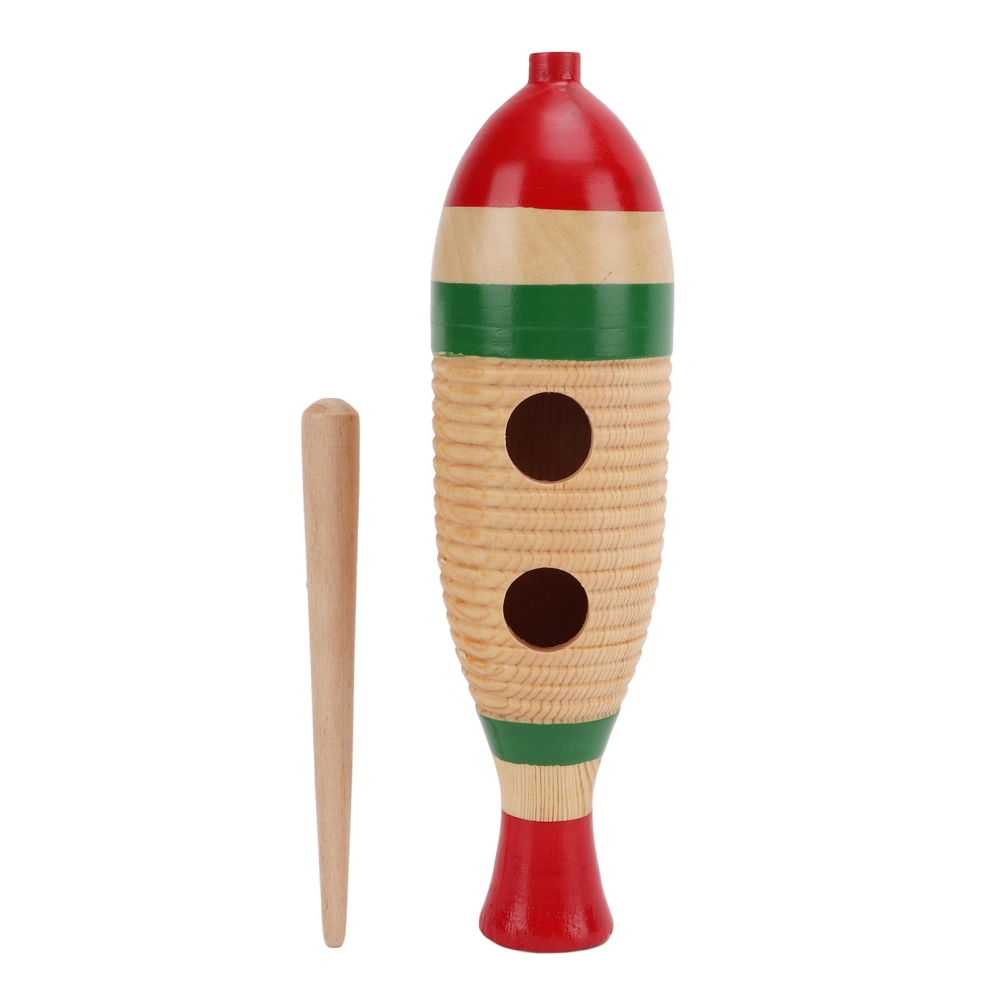 Wood Guiro Colorful Fish Shaped Straight Cylinder Guiro Percussion Instrument Toy for Children