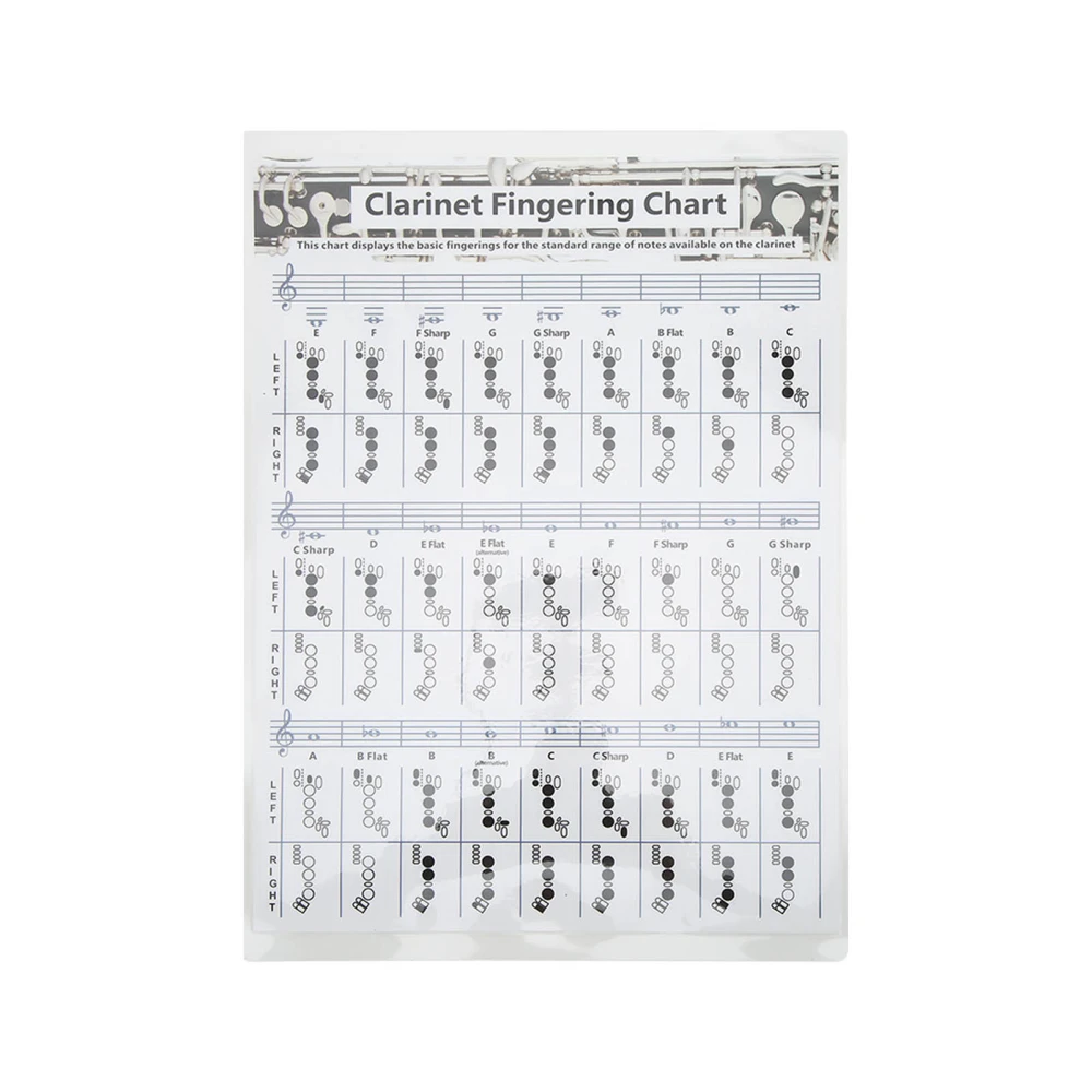 Clarinet Fingering Chart Clarionet Chords Poster Training Chart Musical Instrument Accessories for BeginnersS 30cm