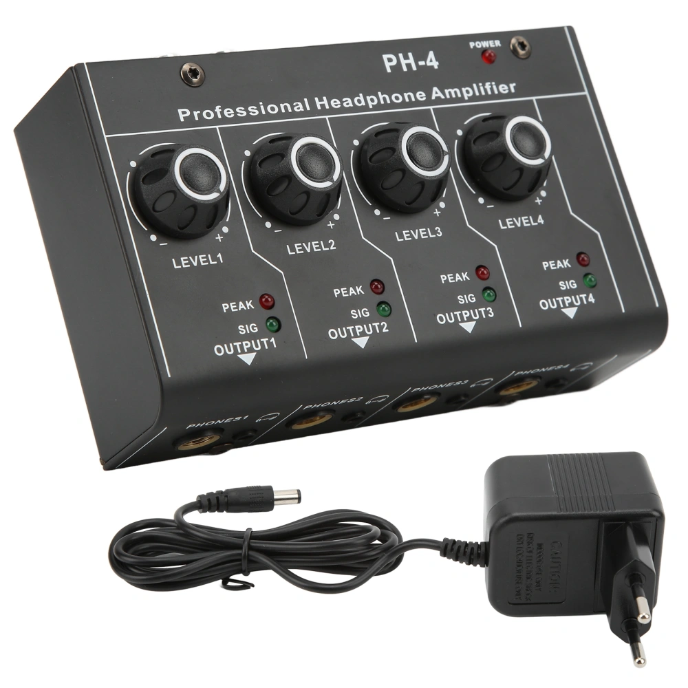 Headphone Amplifier Splitter 4 Channel Stereo Output RCA Input Mini Switcher 220VAC