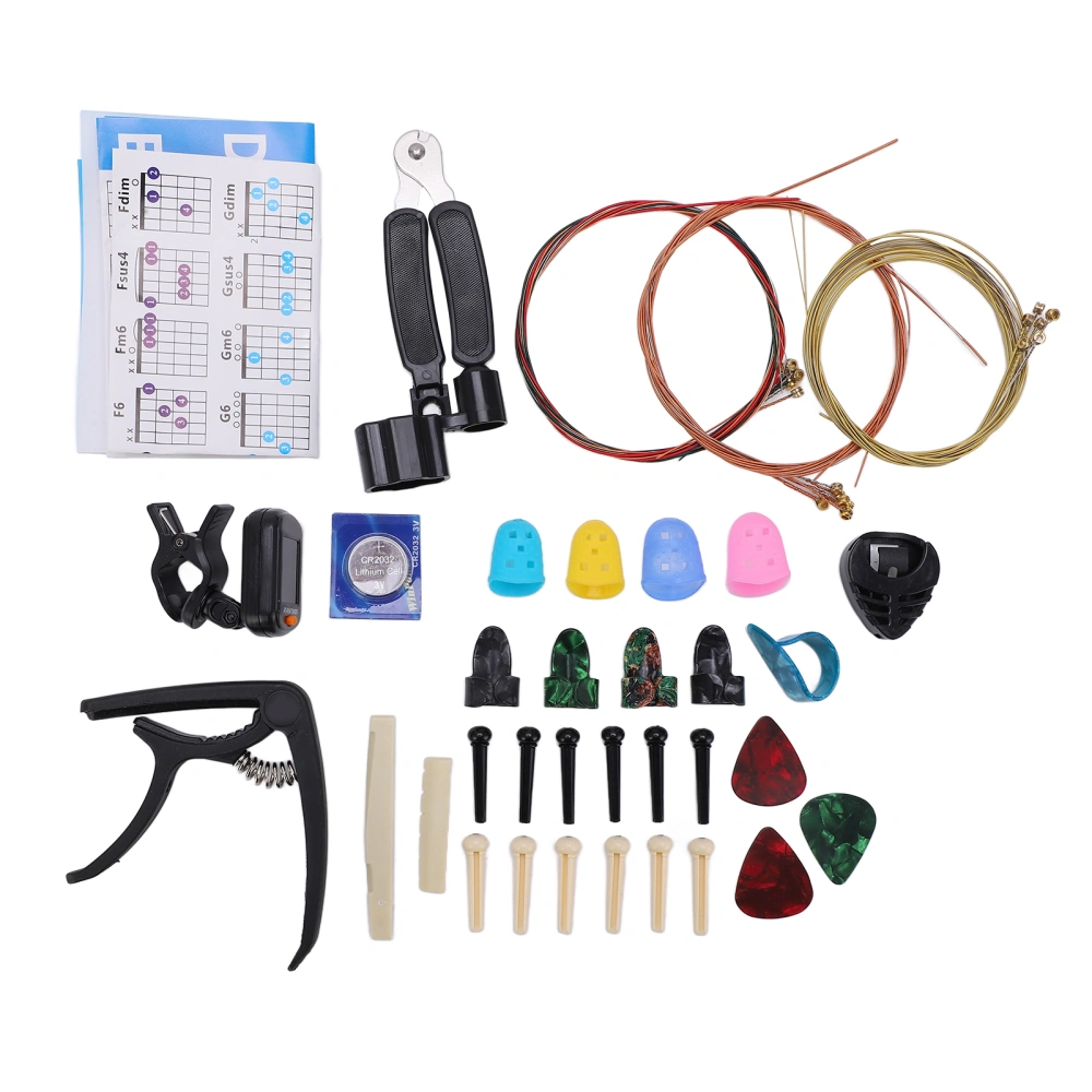 Guitar Accessories Kit Include Guitars Strings Tuner 3 in 1 String Changer Bridge Pin