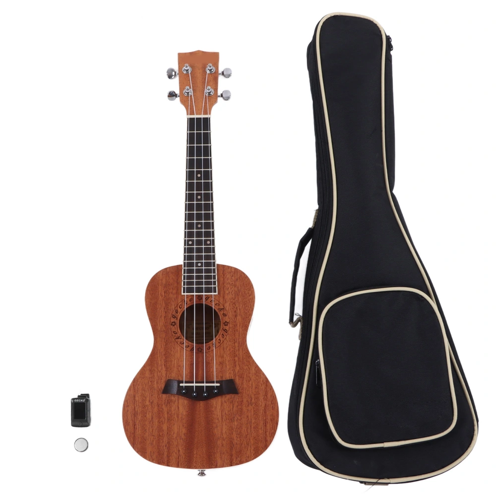 23in Ukulele Mahogany Nylon String Ukulele with Tuner Portable Stringed Instrument for BeginnerU23MSS