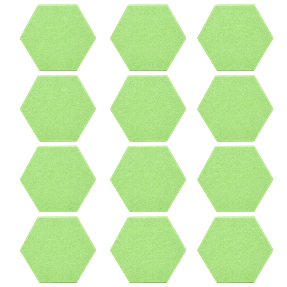 12Pcs Sound Absorption Board Hex Adhesive Acoustic Panels Wedges Wall Soundproof EnclosureGreen