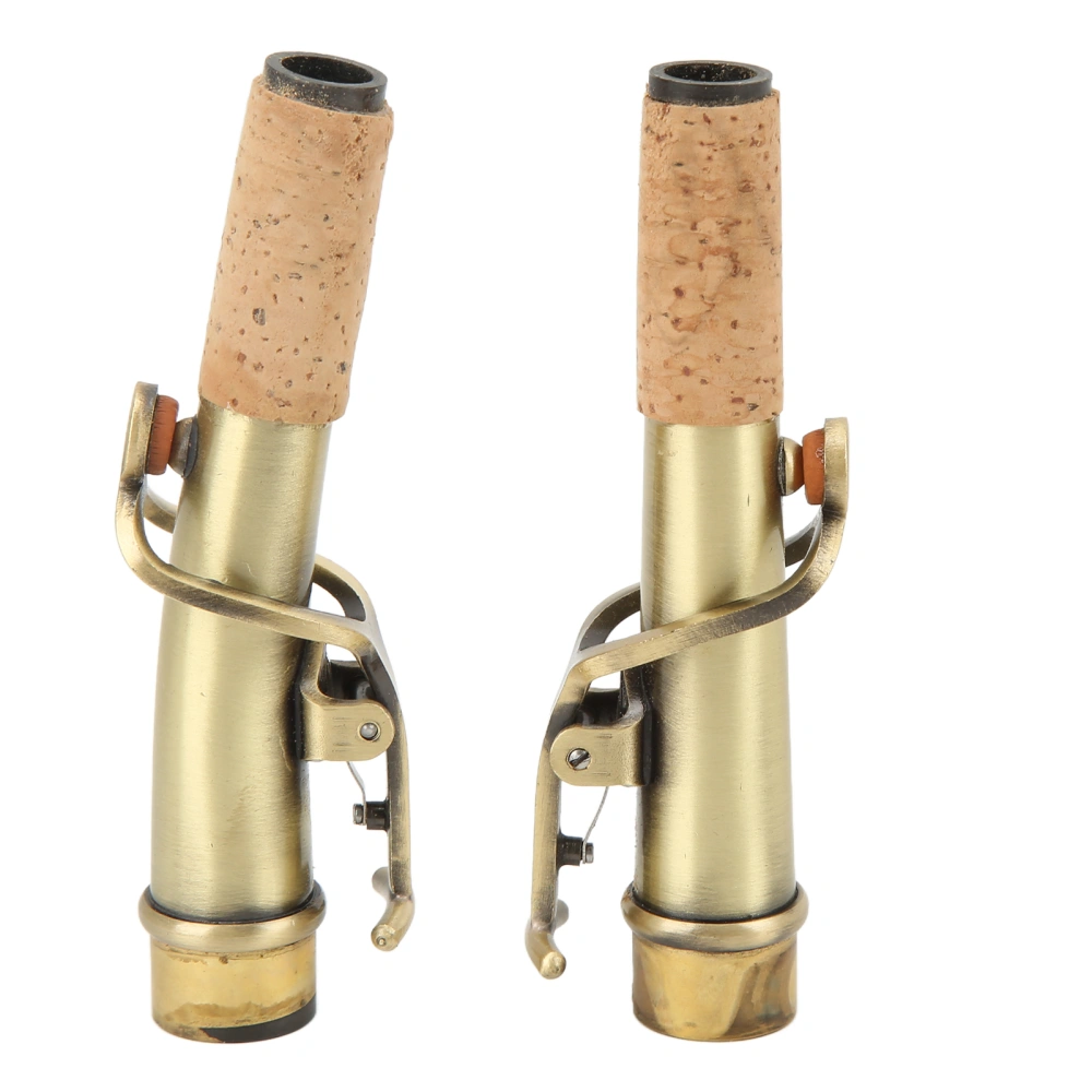 2Pcs Saxophone Neck Metal Straight Curved Accessory Replacement Set Kit for SopranoCyan Antique Brass