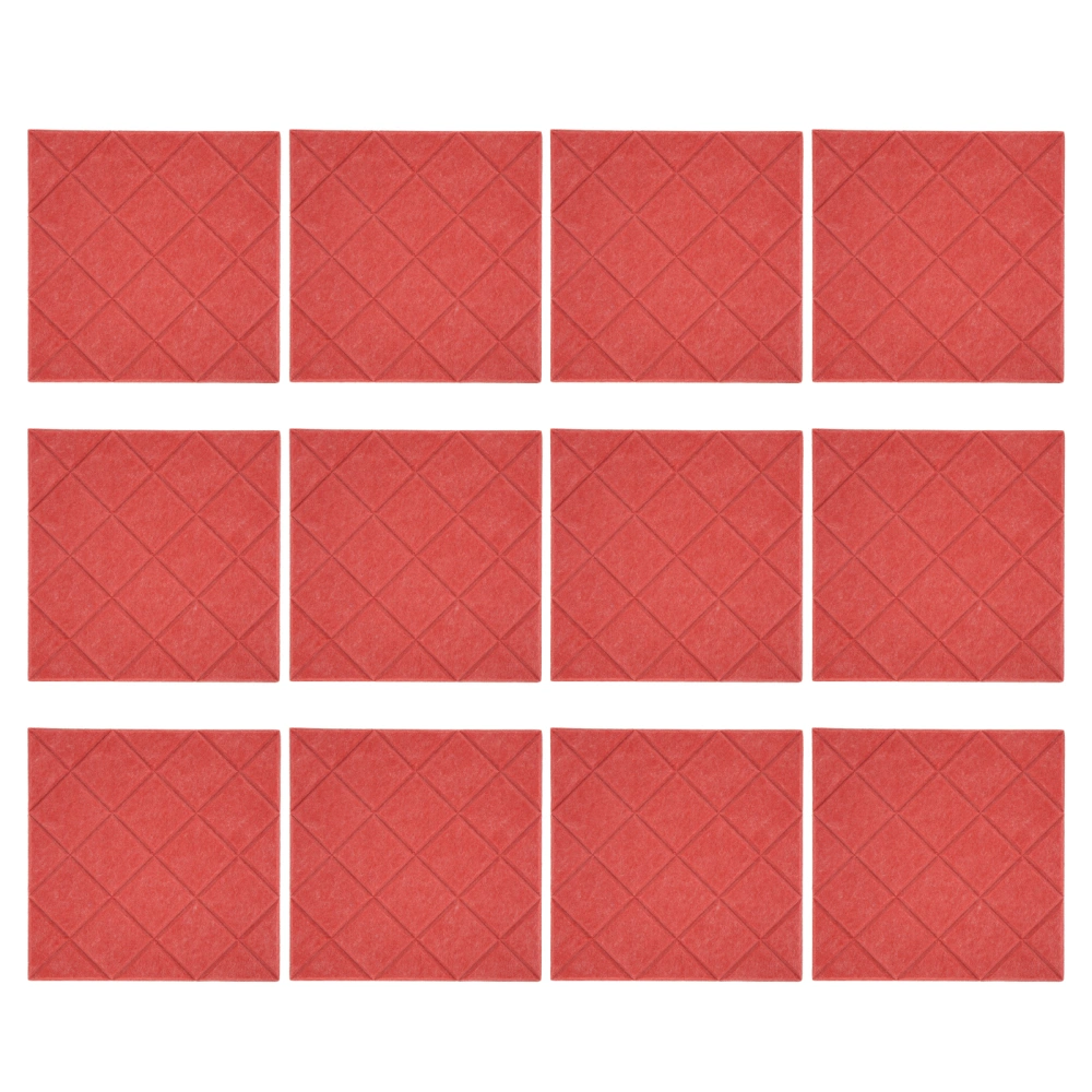 12Pcs Acoustic Panels Self Adhesive Red Sound Absorbing Dampening Panel for Office