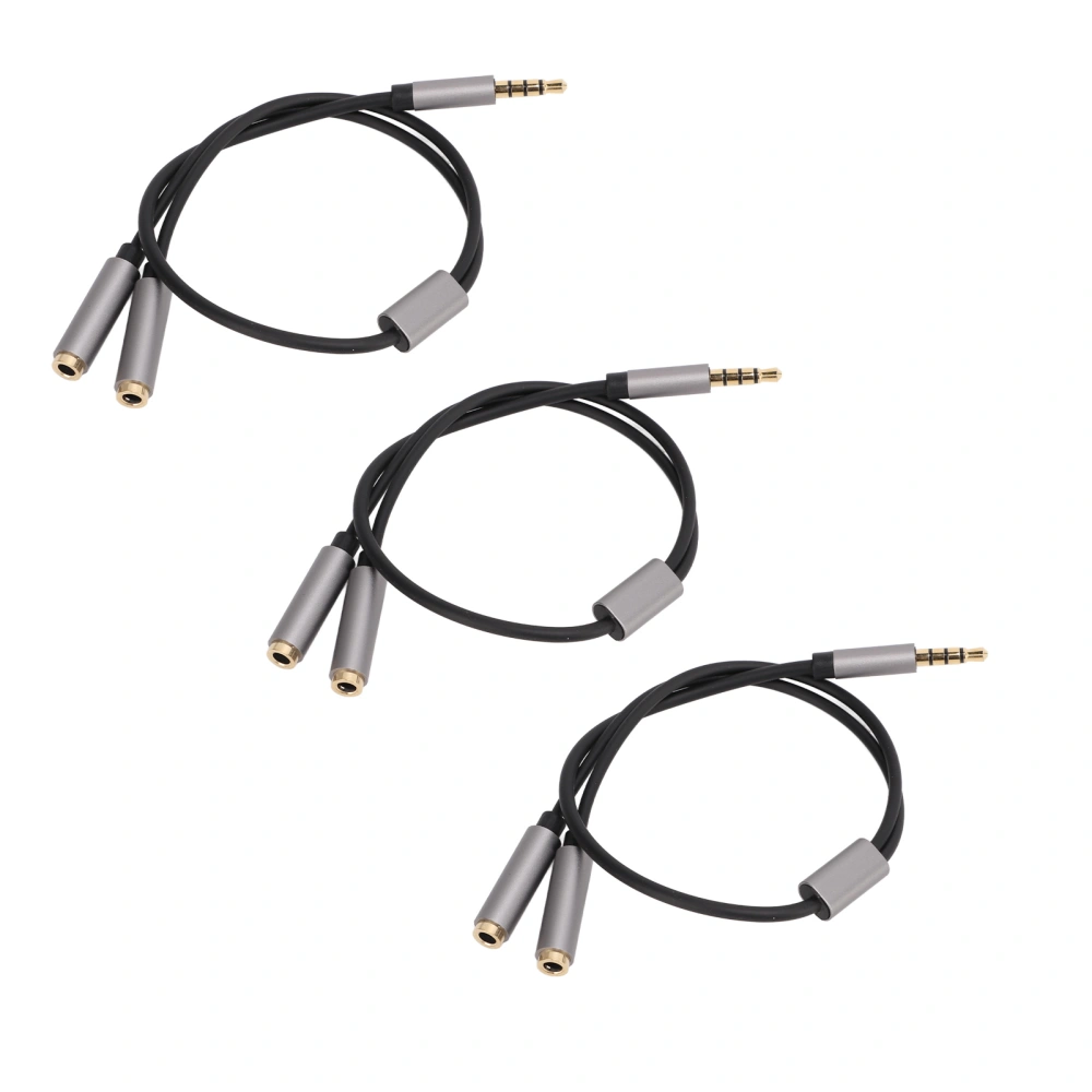 3Pcs Headset Splitter Cable 3.5mm Silver Headphone Splitters Mic Cables for Laptop