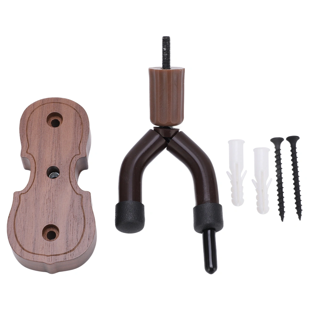 Violin Shaped Wall Mount Black Walnut Wood Colour Violins Hook Holder with Bow Hooks