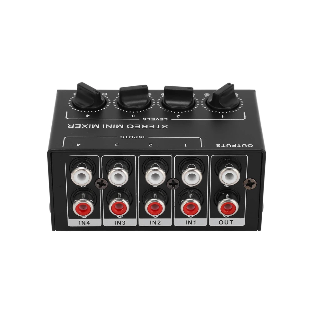 Stereo Mixer Passive 4 Channel Audio Line Mini RCA Portable for Computer Phone Tablet