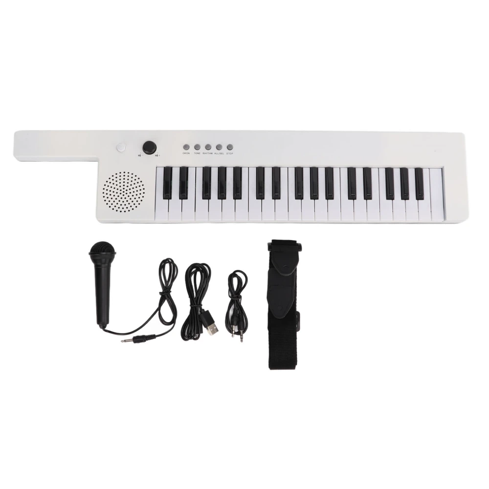 37 Key Keyboard Piano Portable Guitar Electronic Organ Mini Keytar Education Musical InstrumentBF-3755 White