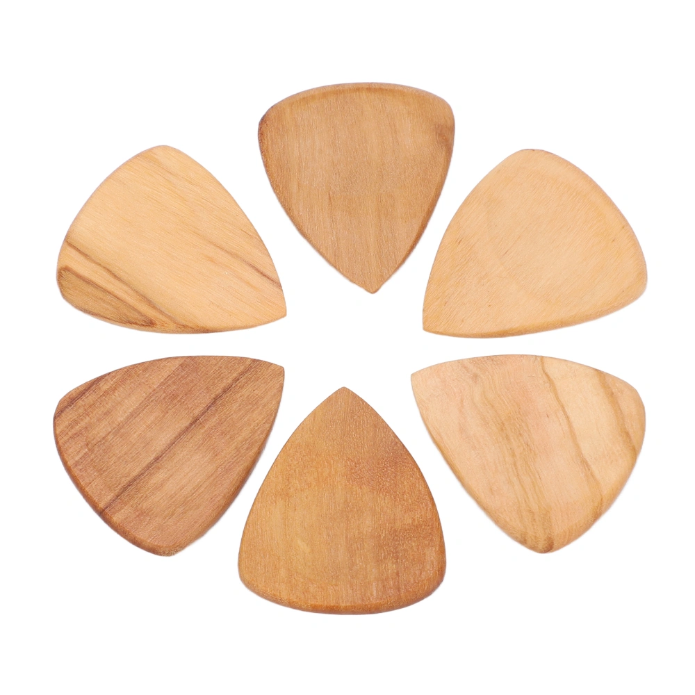 6Pcs Wood Guitar Picks Thumb Slotted Ukulele Bass Shrapnel Musical Instrument AccessoriesOlive Wood