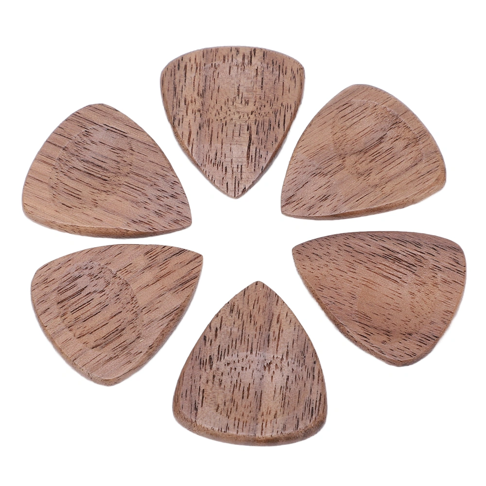 6Pcs Wood Guitar Picks Thumb Slotted Ukulele Bass Shrapnel Musical Instrument AccessoriesBlack Walnut