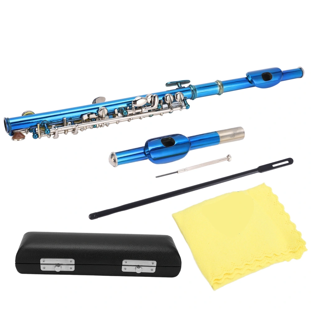 Piccolo Flute Cupronickel Blue +E Key French 6 Holes Piccolos Key Instrument for Beginner