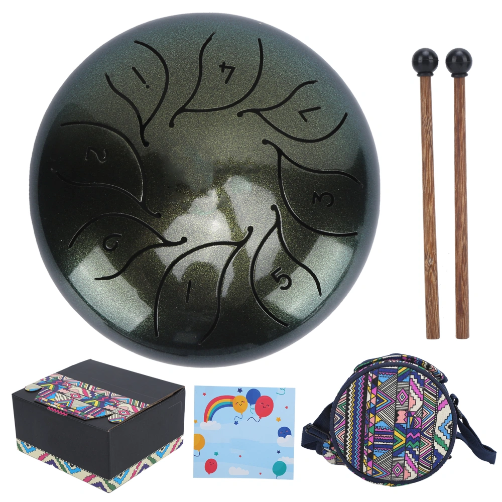 Tongue Drum Metal Pan Tank Handpan 5.5in Percussion Instrument Portable Set Kit with MalletStar Sky Green