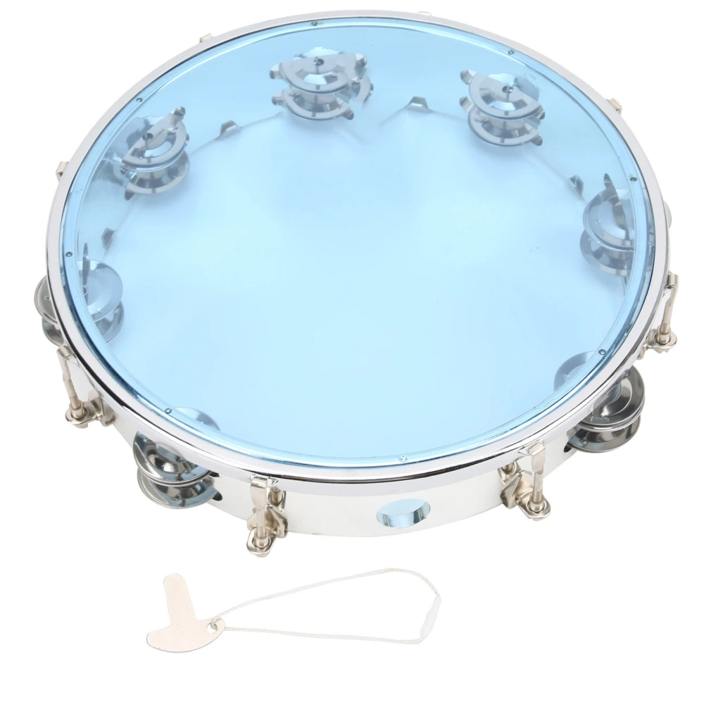 MBAT Tambourine Adjustable Double Row 10in Percussion Jingles Instrument for PartyBlue