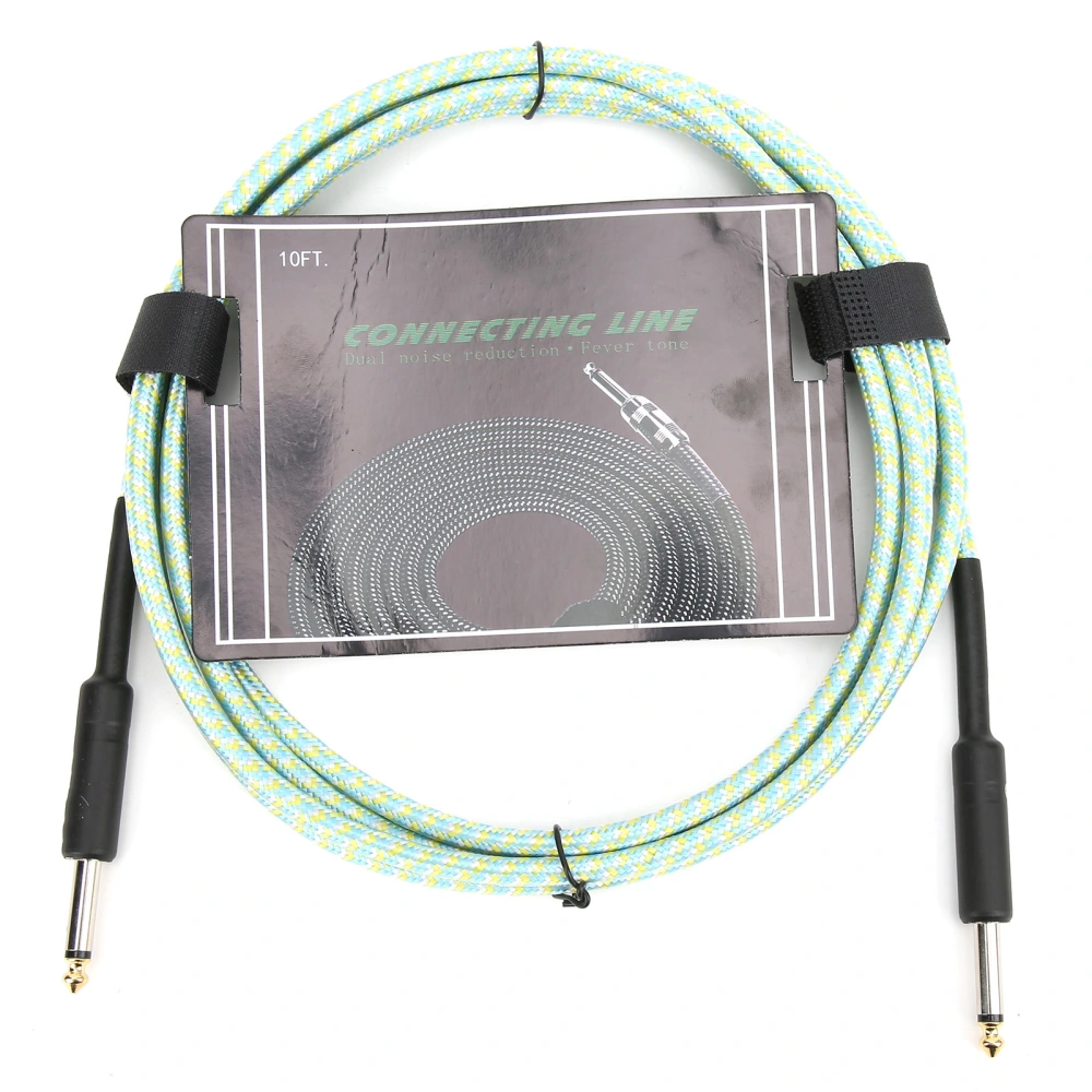 Guitar Cable Braided Shield NickelPlated Plug Audio Cord Electronic Musical Instrument Wire(Green )