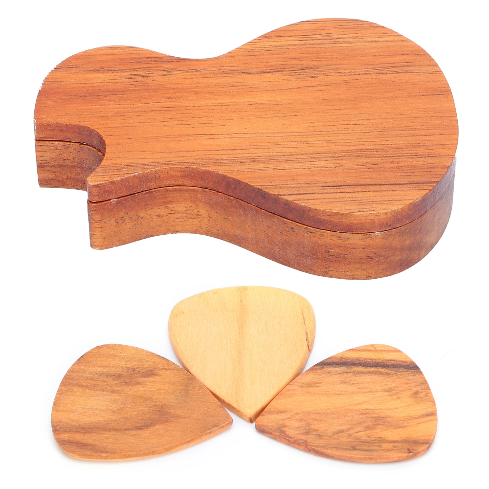 3Pcs Guitar Picks Wooden Guitar Pick with Guitar Pick Holder Guitar Bass Accessories