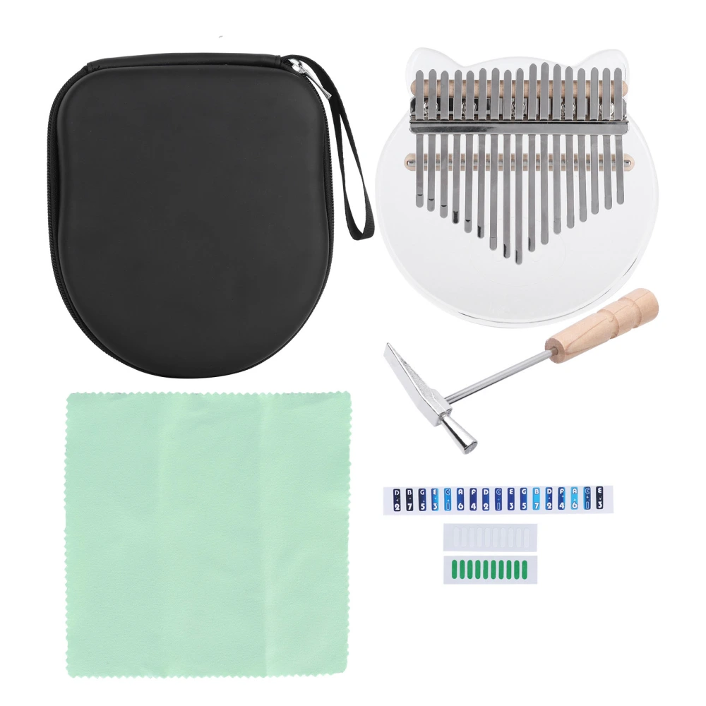 Kalimba Acrylic Transparent Thumb Piano with Tuning Hammer Finger Instrument Accessories 17 Key