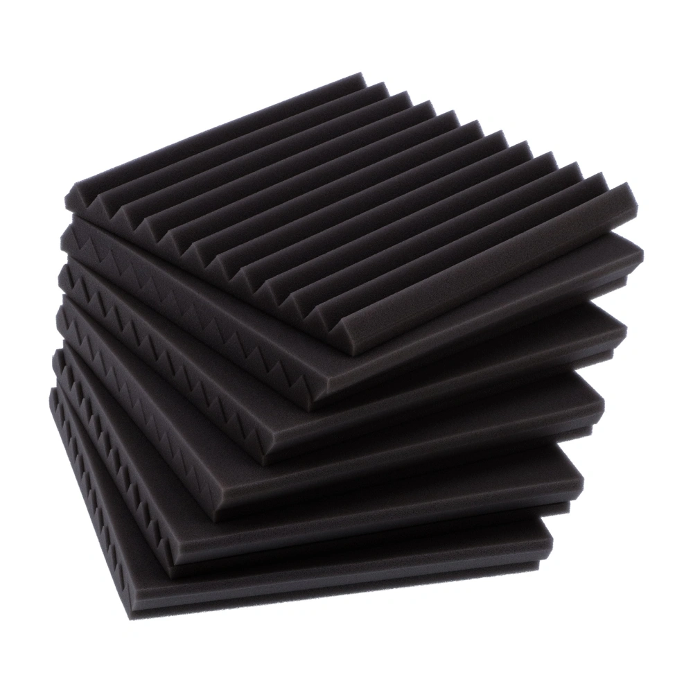 12Pcs Acoustic Foam Panels Fireproof Sound Absorbing for KTV Recording Studio 30x30x2.5cmBlack