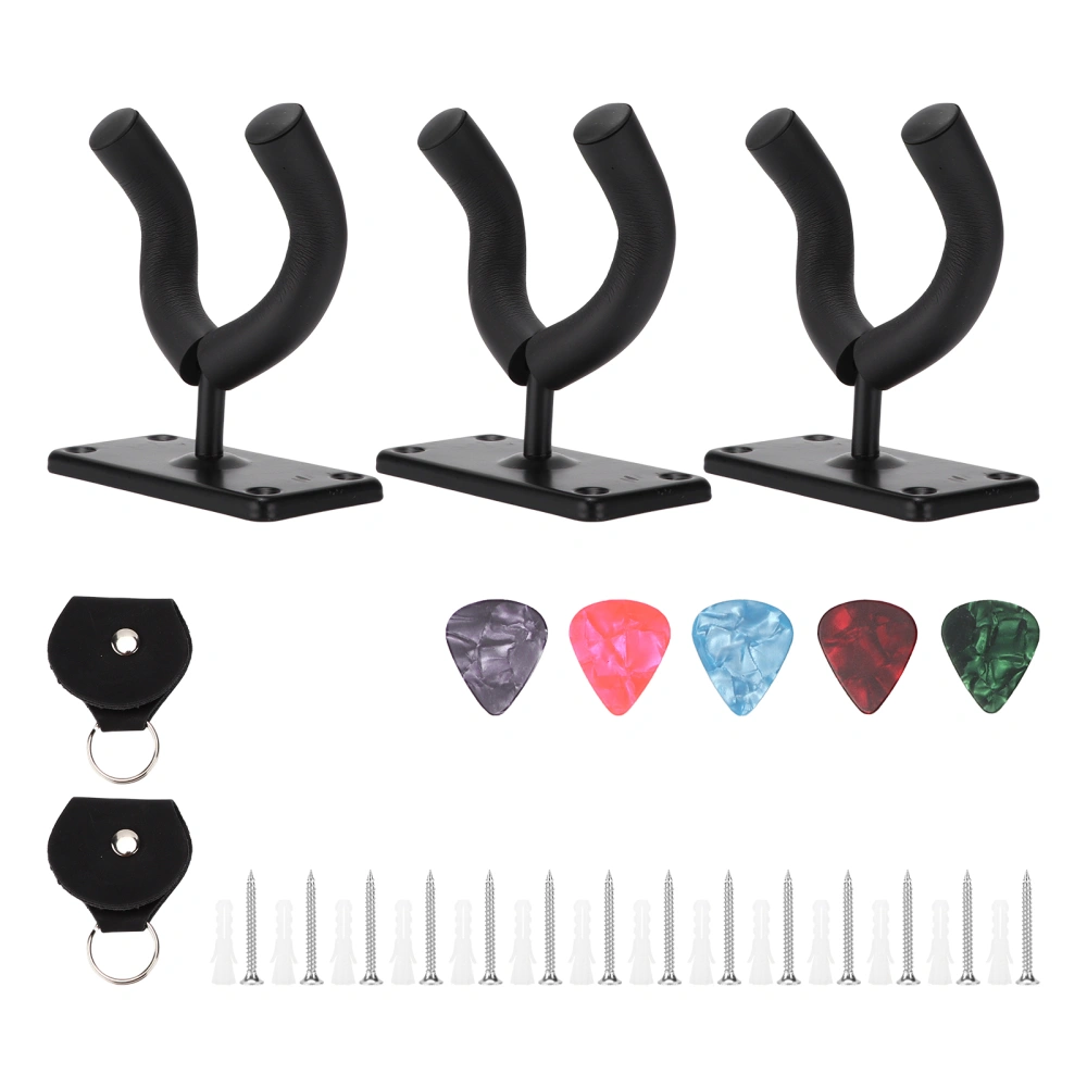 3Pcs Guitar Hook Wall Mount Holder for Violin Erhu Ukulele with Installation Accessories