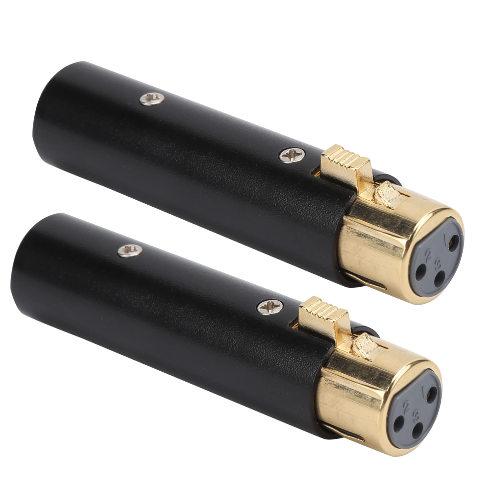 2Pcs Audio Adapter XLR Male to Female Zinc Alloy Microphone Connector Cable AccessoriesBlack