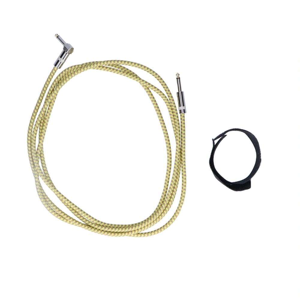 6.5mm Audio Cable Straight Elbow Male to Male Noise Reduction Weaving for Electric Bass Organs Drums SpeakerYellow Stripe 5m/16.4ft