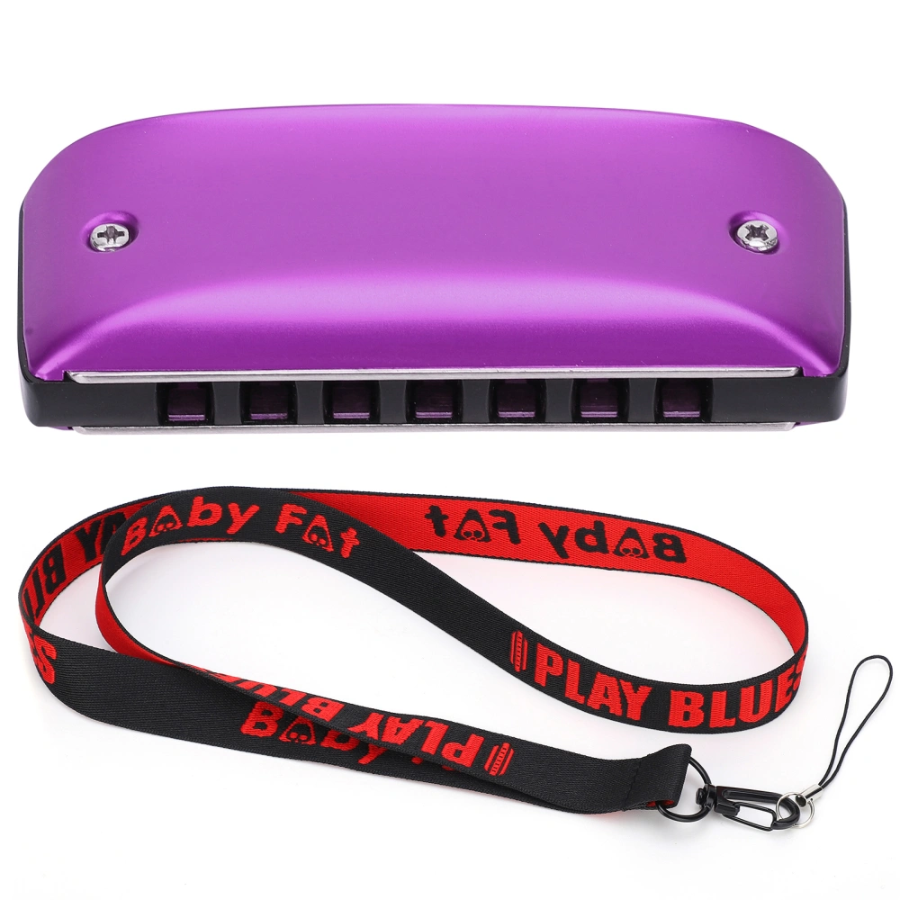 Harmonica 7-Hole Mini Blues Student Adult Beginner Playing Color Mouth Organ Wind InstrumentC Key Purple