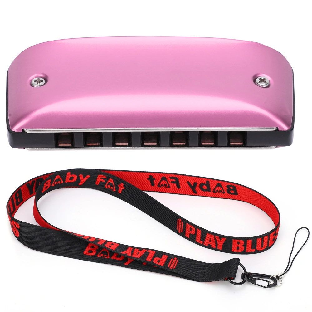 Harmonica 7-Hole Mini Blues Student Adult Beginner Playing Color Mouth Organ Wind InstrumentC Key Pink