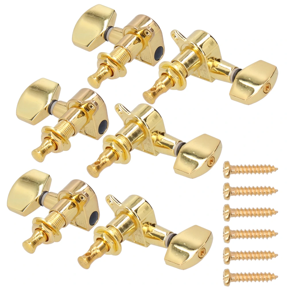 3 Left3 Right Guitar Tuning Pegs Machine Heads Tuner Electric Instrument with Screw(Gold )