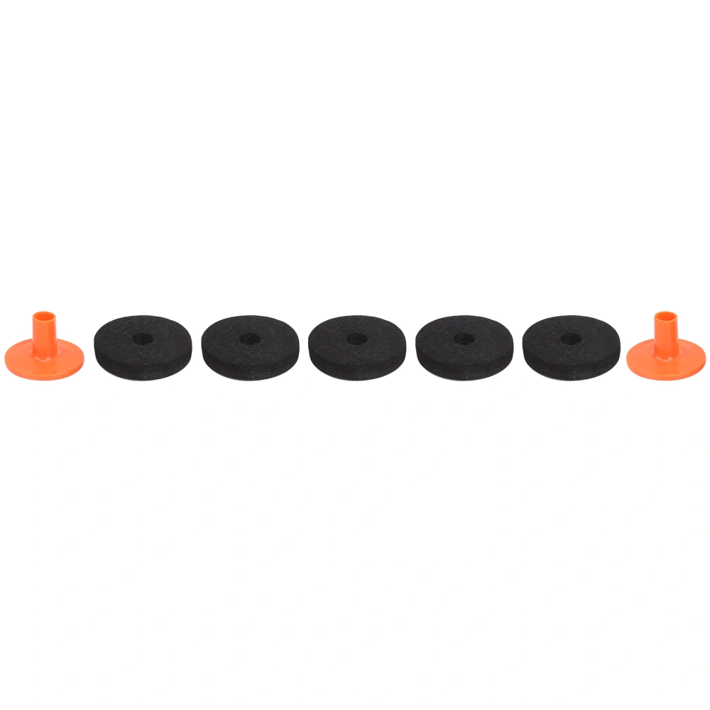 7Pcs Drum Felt Pad Kit Black Orange Red Wear Resistant Anti Friction Cymbal Accessories(50mm （ WC75） )