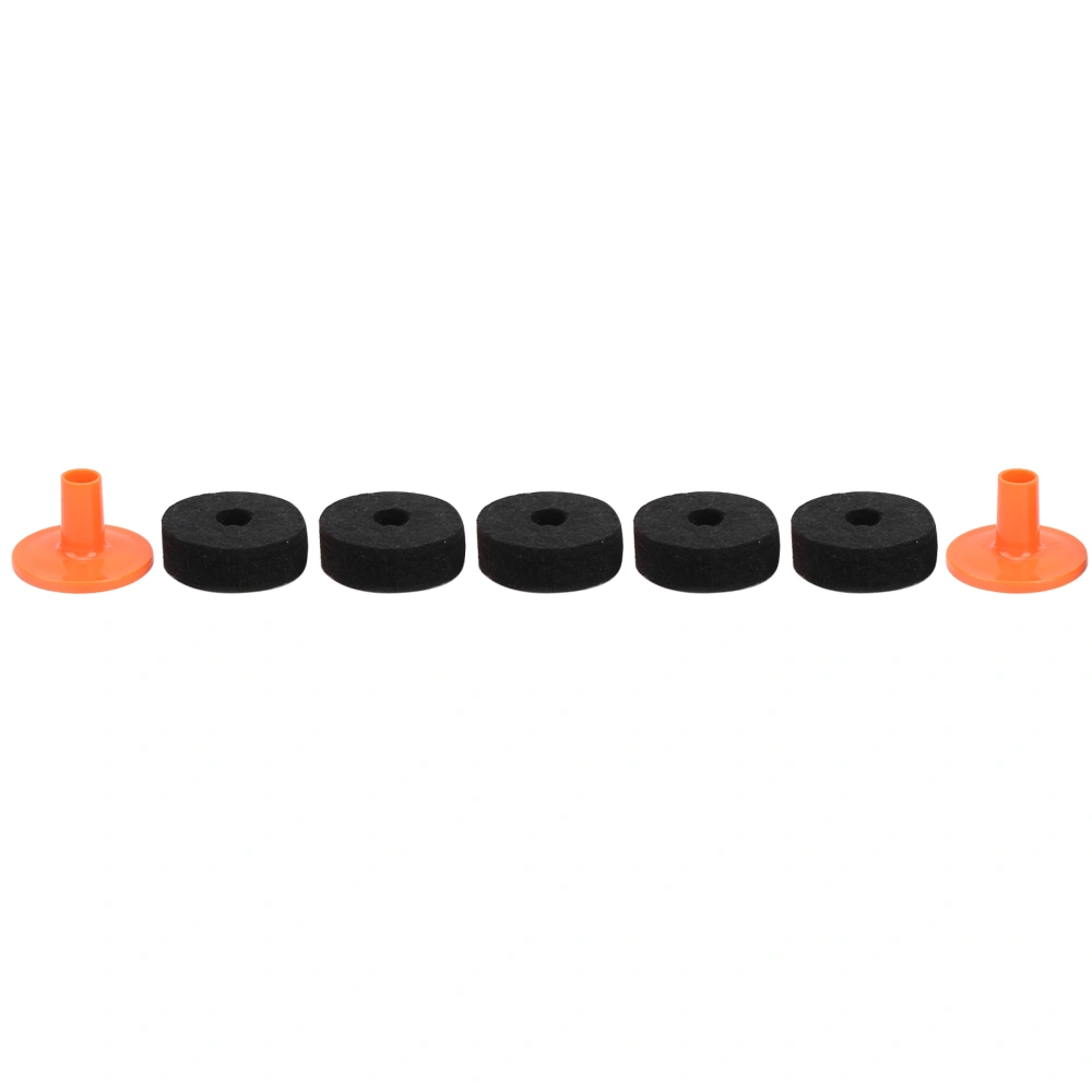 7Pcs Drum Felt Pad Kit Black Orange Red Wear Resistant Anti Friction Cymbal Accessories(40mm（ WC76） )