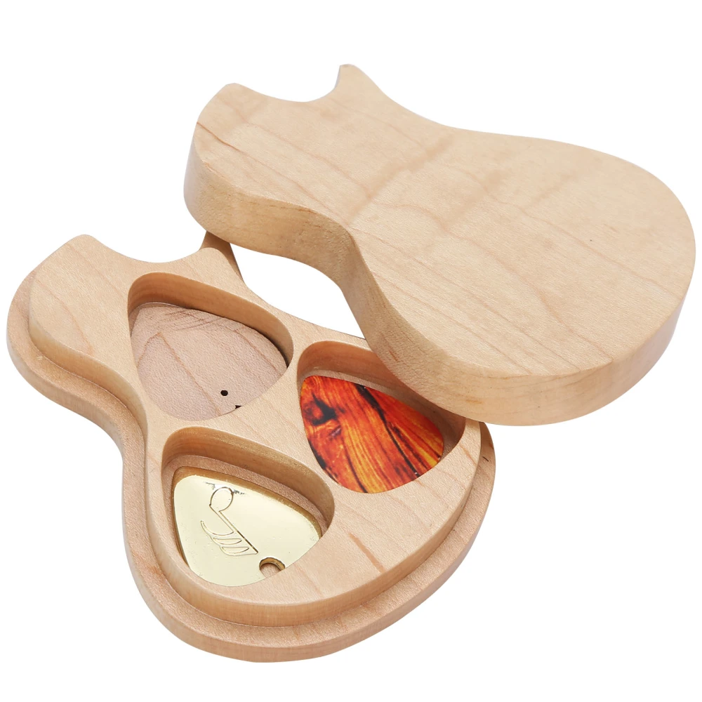 Guitar Pick Box Maple Solid Wood 3 Picks Guitarist Gifts Musical Instrument Accessories