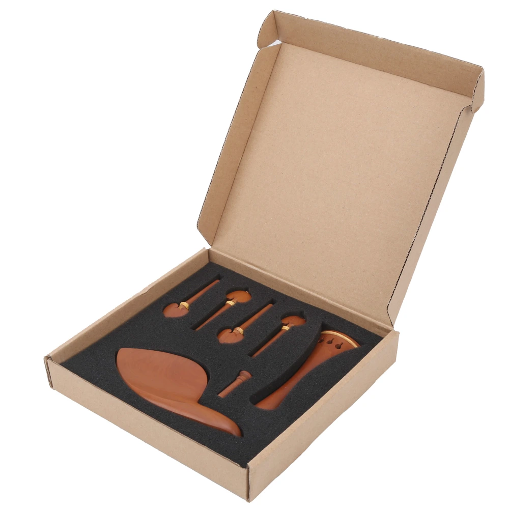 Violin Parts with Chin Rest End Pin Tailpiece Wood Tuning Pegs 4/4 Fittings Set Replacement