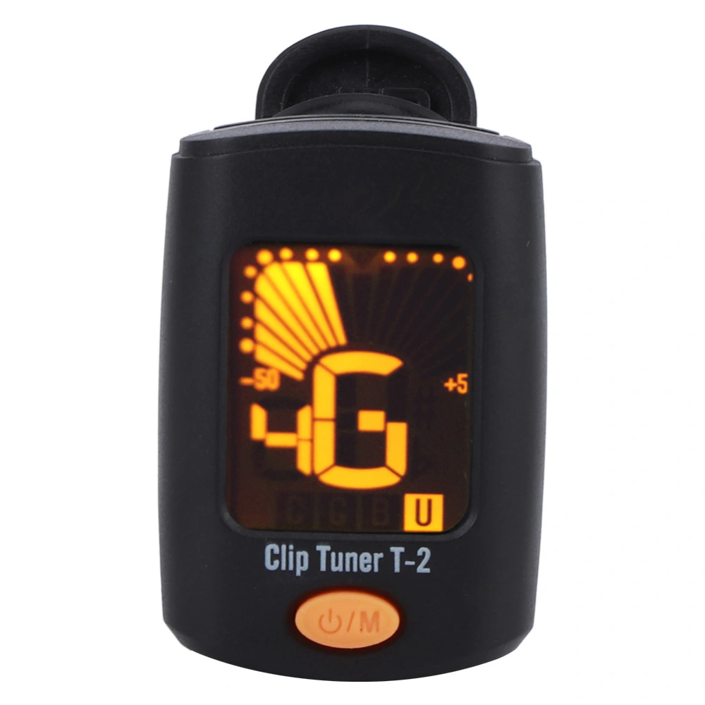 Clip Tuner 4 Tuning Modes Guitar Bass Ukulele Clip on Tuner ABS Double Color Screen Display T‑2