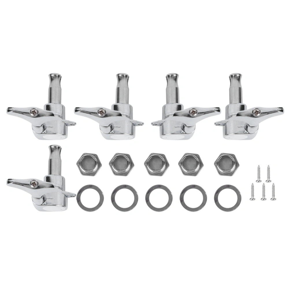 Bass Tuners Set String Knob 5‑String Alloy Enclosed Winding Musical Instrument AccessoriesSilver