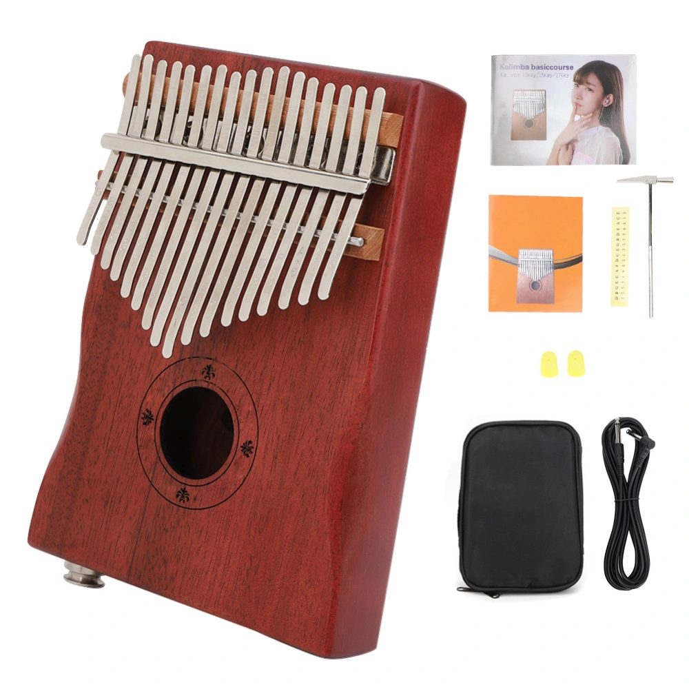 17-Key Kalimba Mahogany Thumb Piano Musical Instrument with Bag and Audio Cable