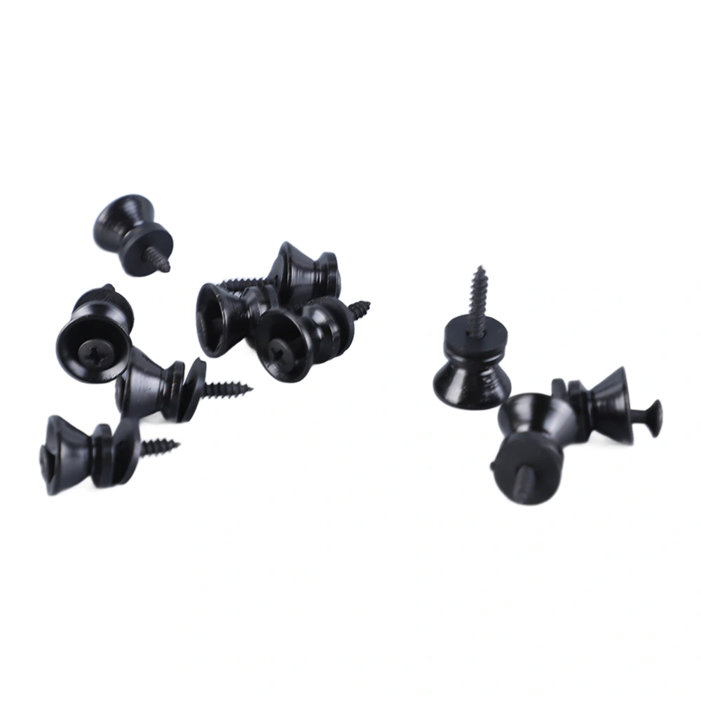 10PCS Guitar Strap Lock Buttons Mushroom Style Metal End Pins with Screw for Electric Guitar Bass Ukulele Black