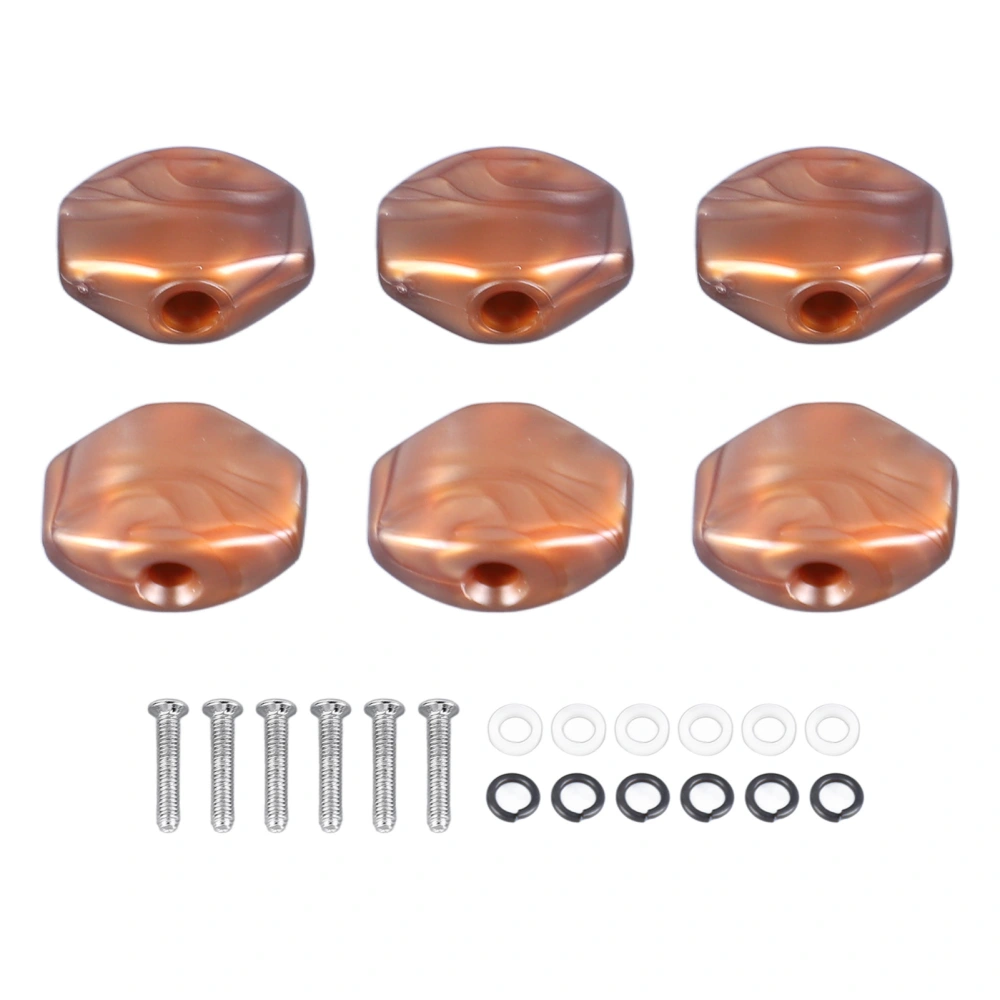 6Pcs Guitar Tuning Peg Cap Plastic Tuner Key Cover Machine Head Knob Cap for Replacement Brown