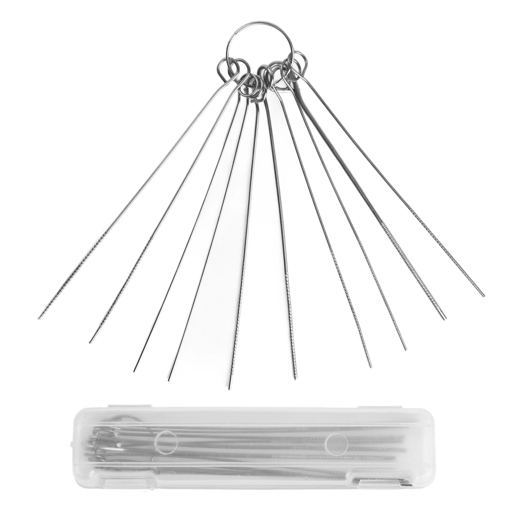 Guitar Nut Slotting File Kit Metal Clear Pattern 10 Rods Portable Guitar Nut Slot Polish Maintenance Tool