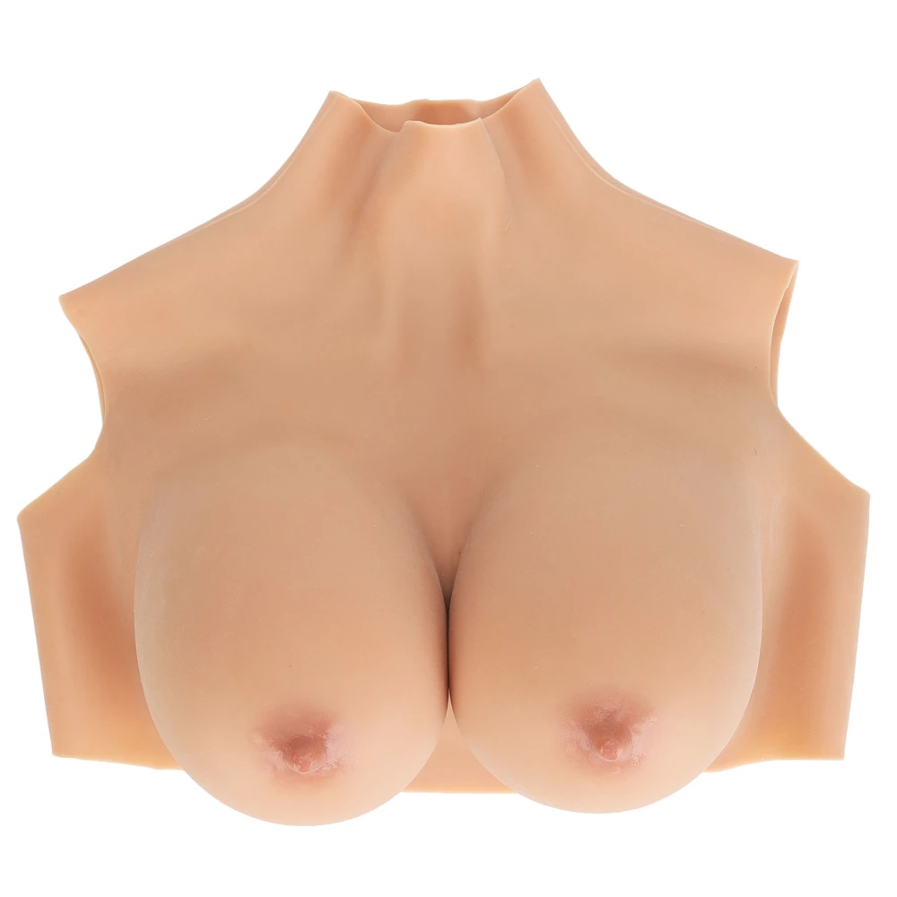 Silicone Breastplate Lightweight Silk Floss Realistic Half Body Prosthetic Breastplate for Crossdressers Transgender Wheatskin Color G Cup