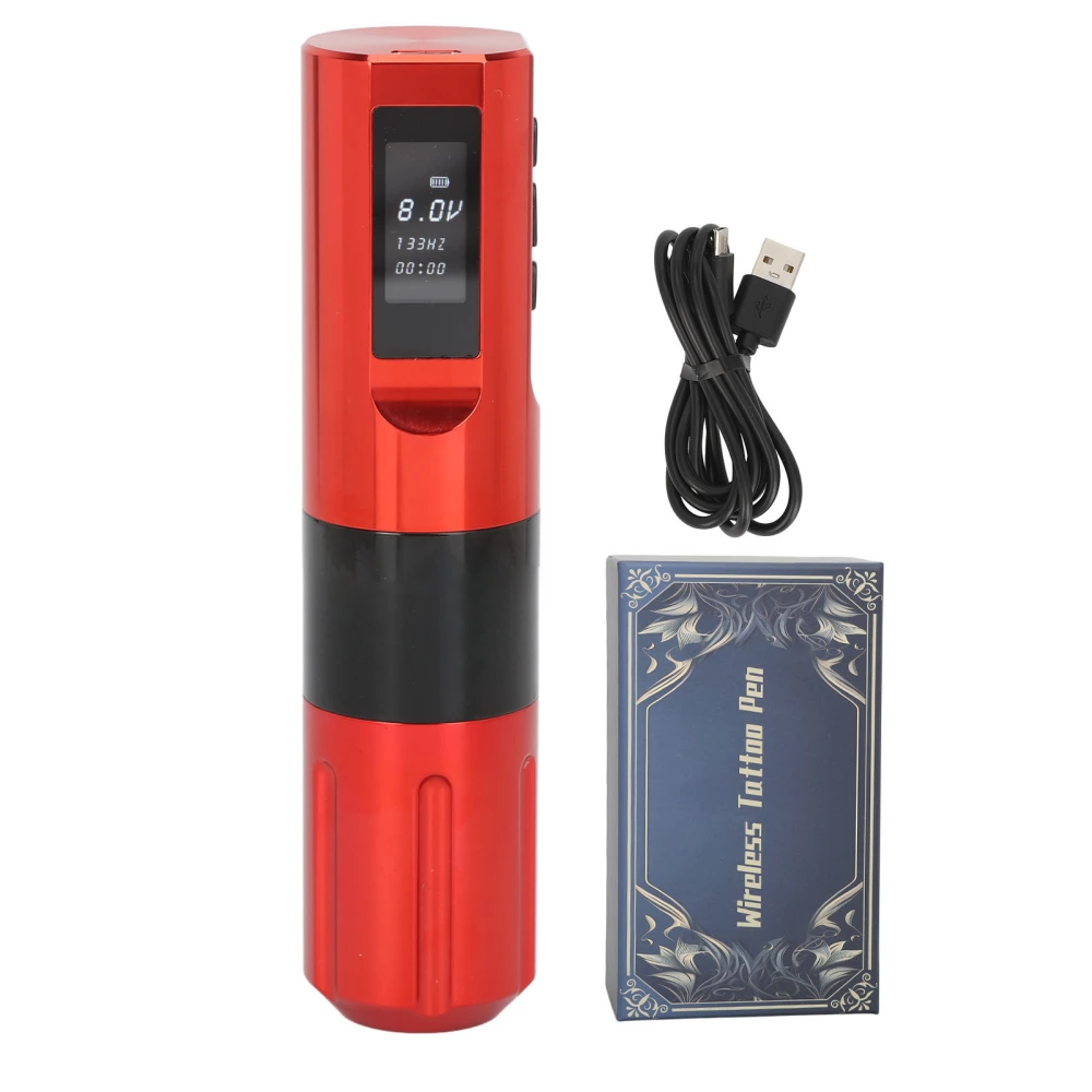 Wireless Rotary Tattoo Machine Pen 2000mAh Capacity Liner Shader Aluminium Alloy Tattoo Machine Battery Pen Red