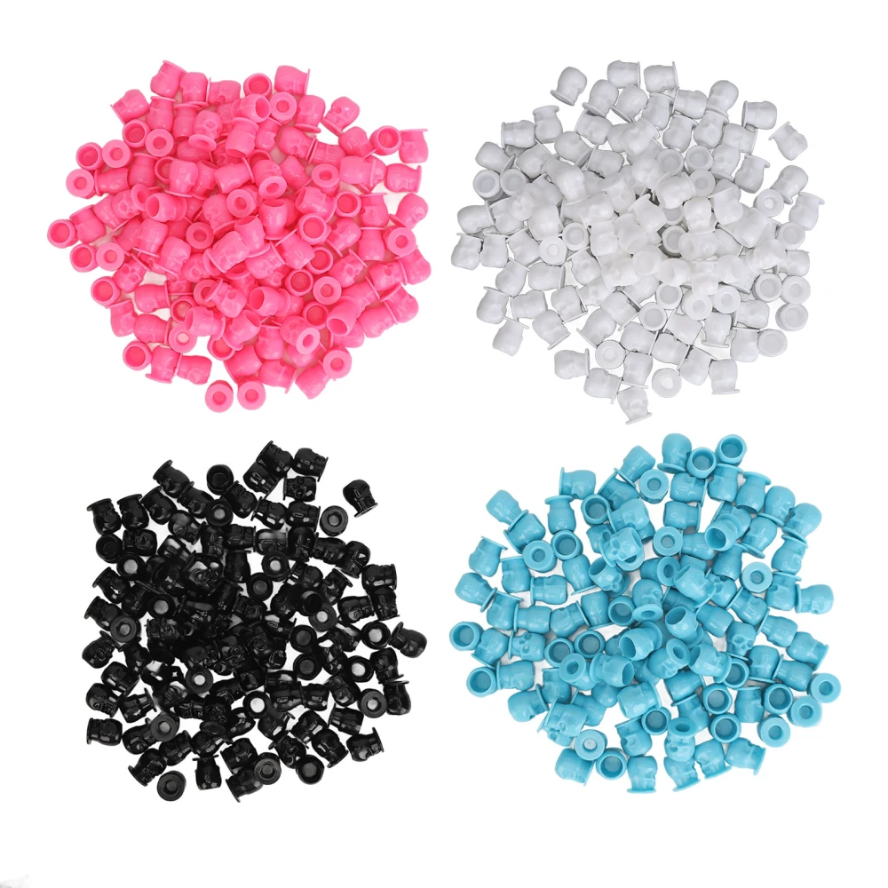 800pcs Tattoo Ink Cups Skull Shaped 4 Colors Stable Base Thickened Disposable Microblading Pigment Cups Pink White Black Blue