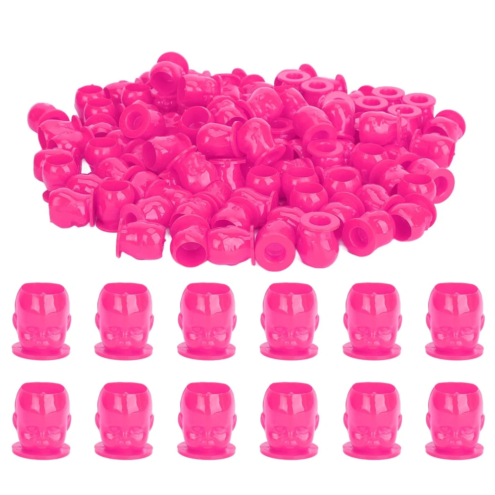 200PCS Doll Tattoo Ink Cup Accessory Thicken Microblading Pigment Ink Cups for Beauty Salon Rose Red