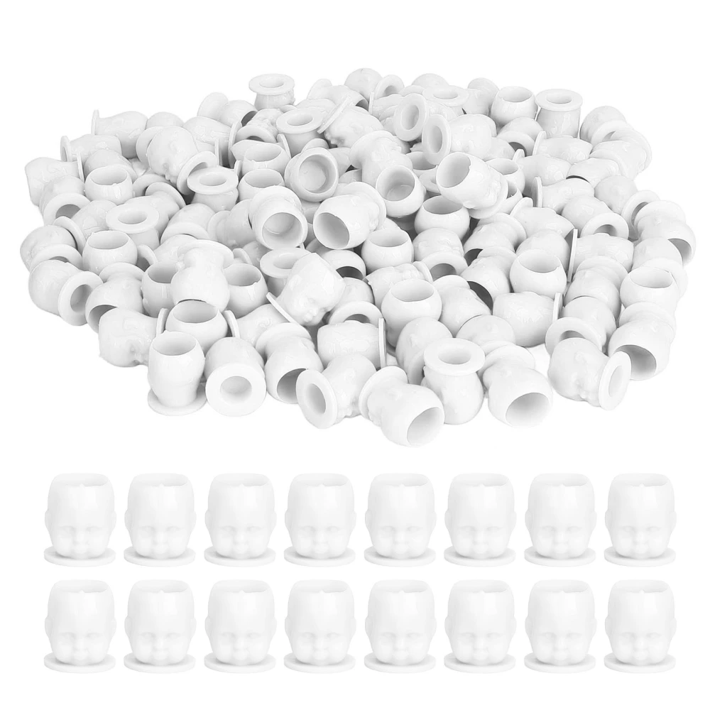 200pcs Tattoo Ink Cups Doll Shaped 20mm Height Flat Base Easy Ink Dipping Color Pigment Cups for Microblading White