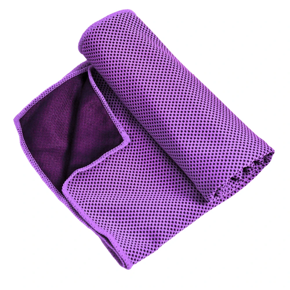 Cooling Towel Foldable Portable Absorb Sweat Microfiber Chilly Ice Towel for Sports Travel Yoga Purple