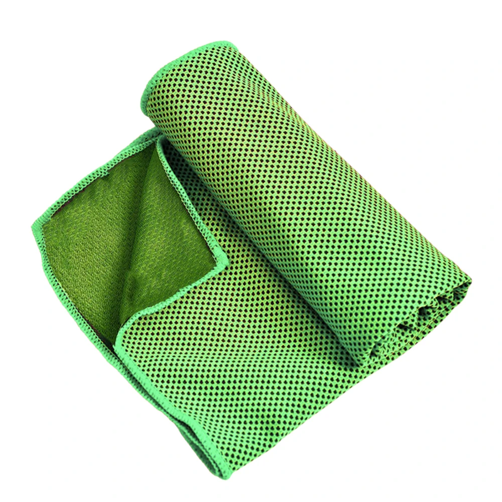 Cooling Towel Foldable Portable Absorb Sweat Microfiber Chilly Ice Towel for Sports Travel Yoga Fluorescent Green