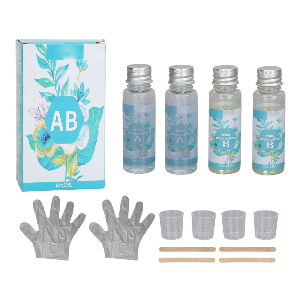 4PCS Clear AB Epoxide Resin Kit with Hardener Fast Drying High Gloss Hard Casting Epoxide Resin for Jewelry Making Mold Craft 25ml