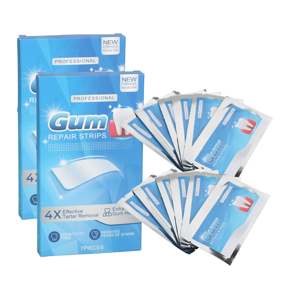 14pcs Gum Repair Strips Stains Tartar Removal High Viscosity Deep Cleansing Whitener Teeth Strips