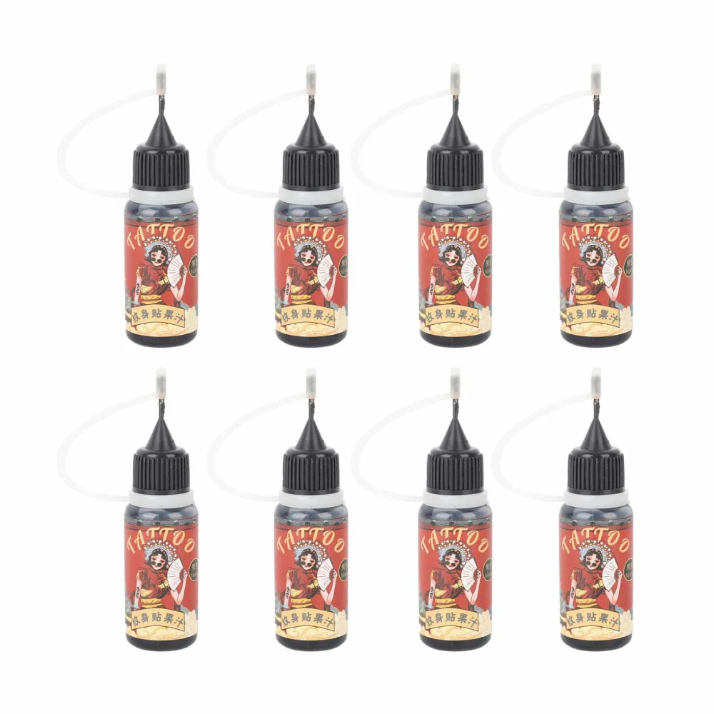 8PCS Semi Permanent Tattoo Ink 80ml DIY Waterproof Professional Tattoo Pigment for Beauty Salon Black