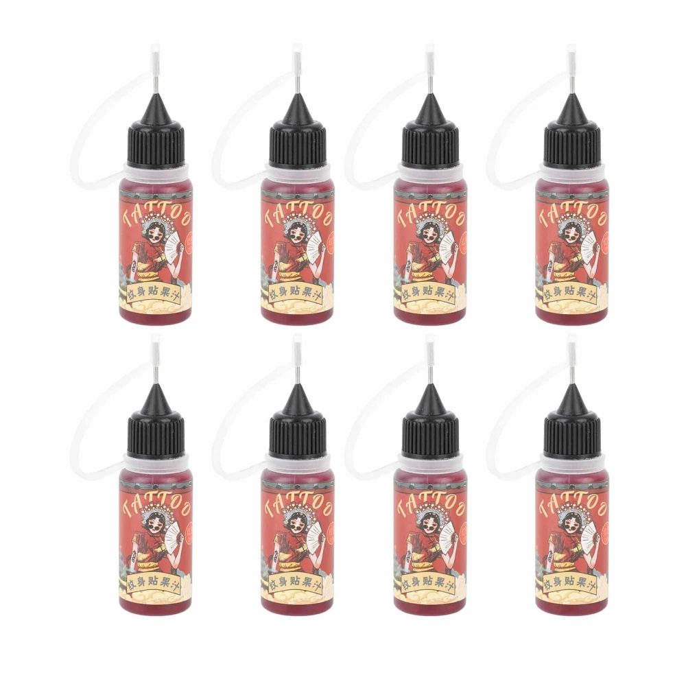 8PCS Semi Permanent Tattoo Ink 80ml DIY Waterproof Professional Tattoo Pigment for Beauty Salon Red