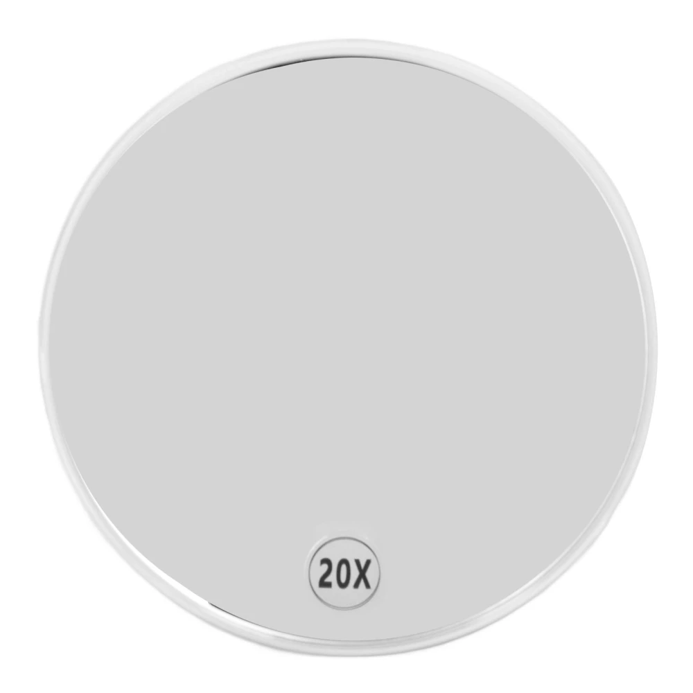 20X Magnifying Mirror with 3 Suction Cups Space Saving Portable Round Strong Suction Makeup Mirror for Bathroom White